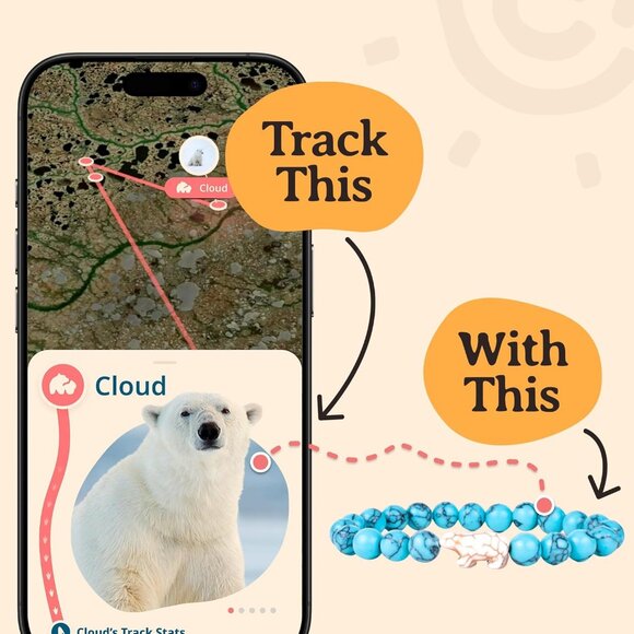 Learn and Support Wildlife with the Polar Bear Tracking Bracelet - Arctic White - Picture 4 of 8